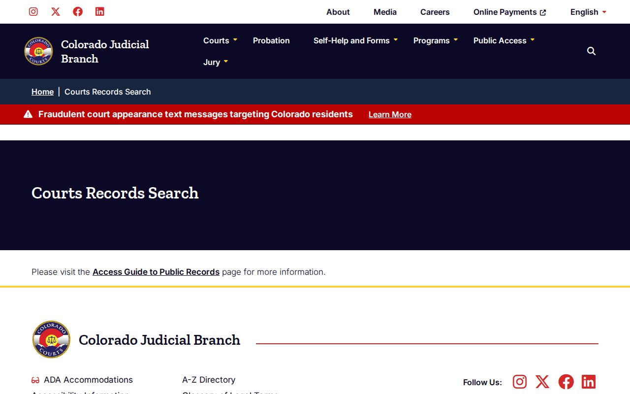 Colorado court case records search guidance