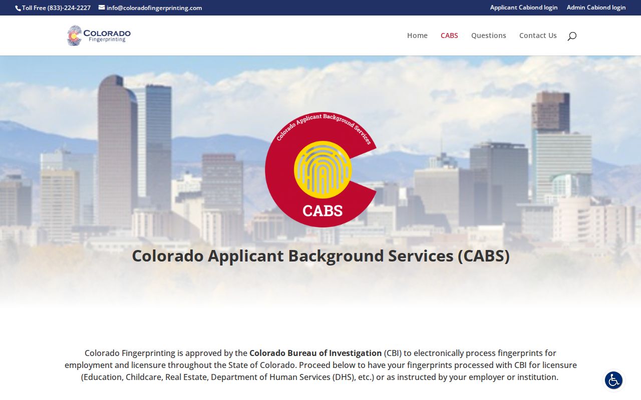 Colorado CBI approved Colorado Fingerprinting CABS service