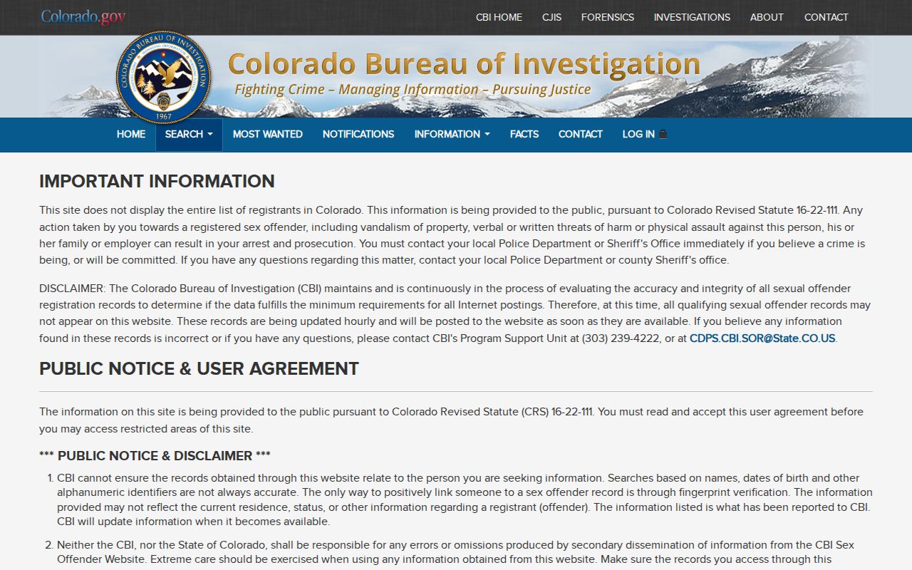 Colorado sex offender registry map and radius search